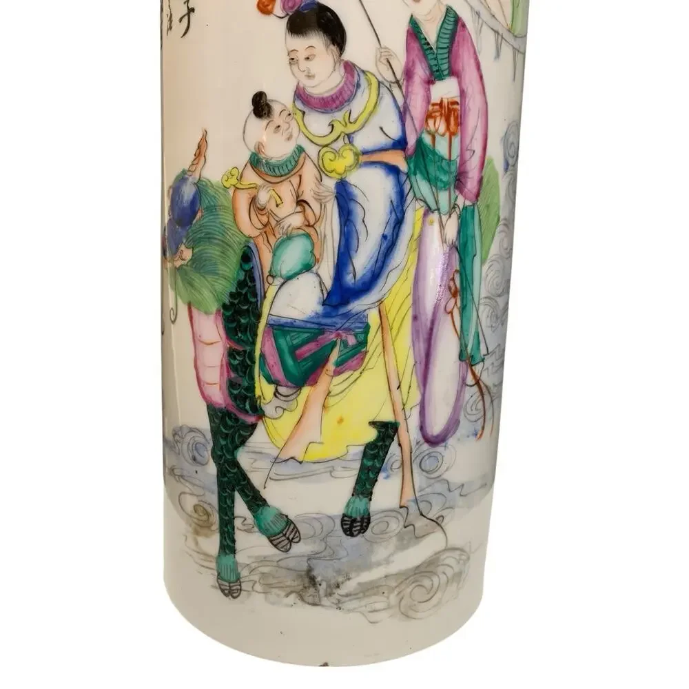 Antique Chinese Famille‎ Rose Porcelain Brush Pot Vase 11” – Republic Period